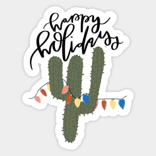 happy holidays funny cactus with christmas lights design Sticker